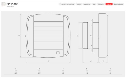 EC 1530E OTOMATİK PANJURLU PLASTİK FAN - 2