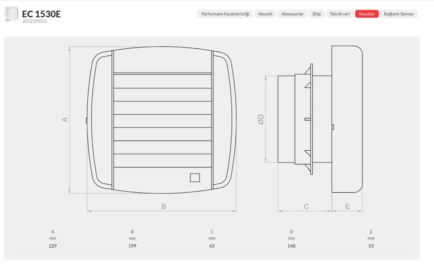 EC 1530E OTOMATİK PANJURLU PLASTİK FAN - 2